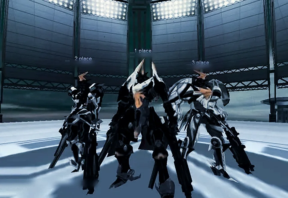 Three steelframes on the arena podium